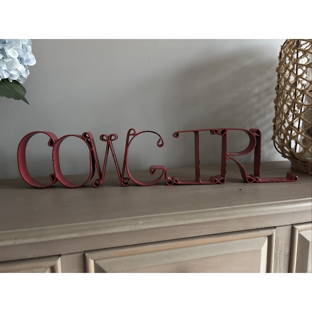 Cast Iron red Metal‎ COWGIRL 21" Sign